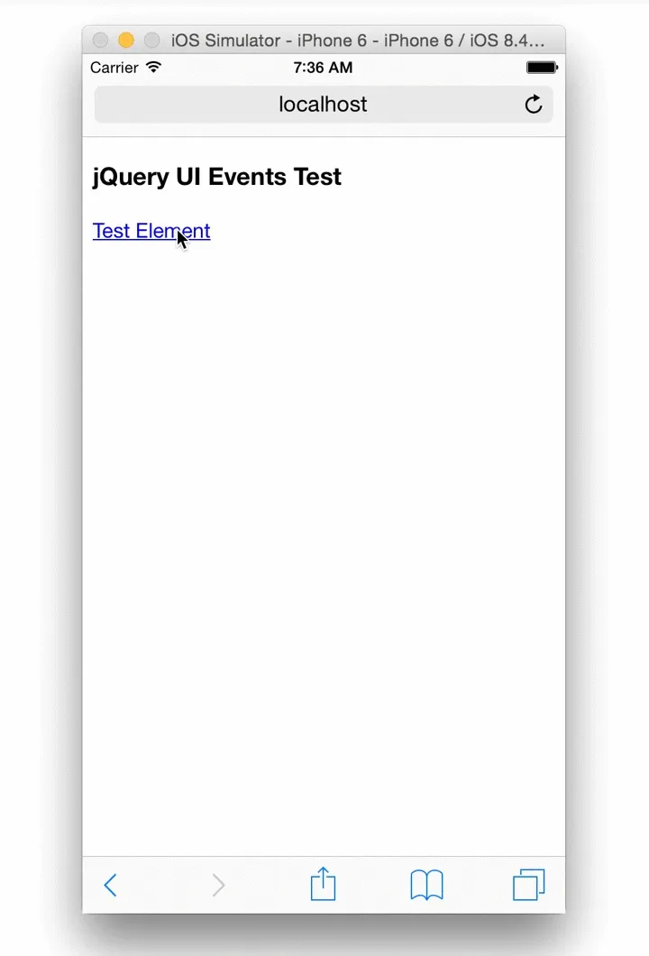 Tap UI Events Registered with mousemove