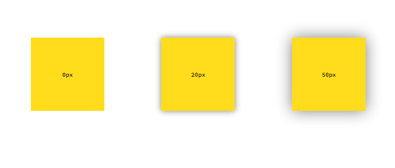 Demo of blur value at 0px, 20px and 50px