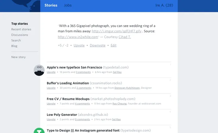 Highlighting the current location in navigation on Designer News