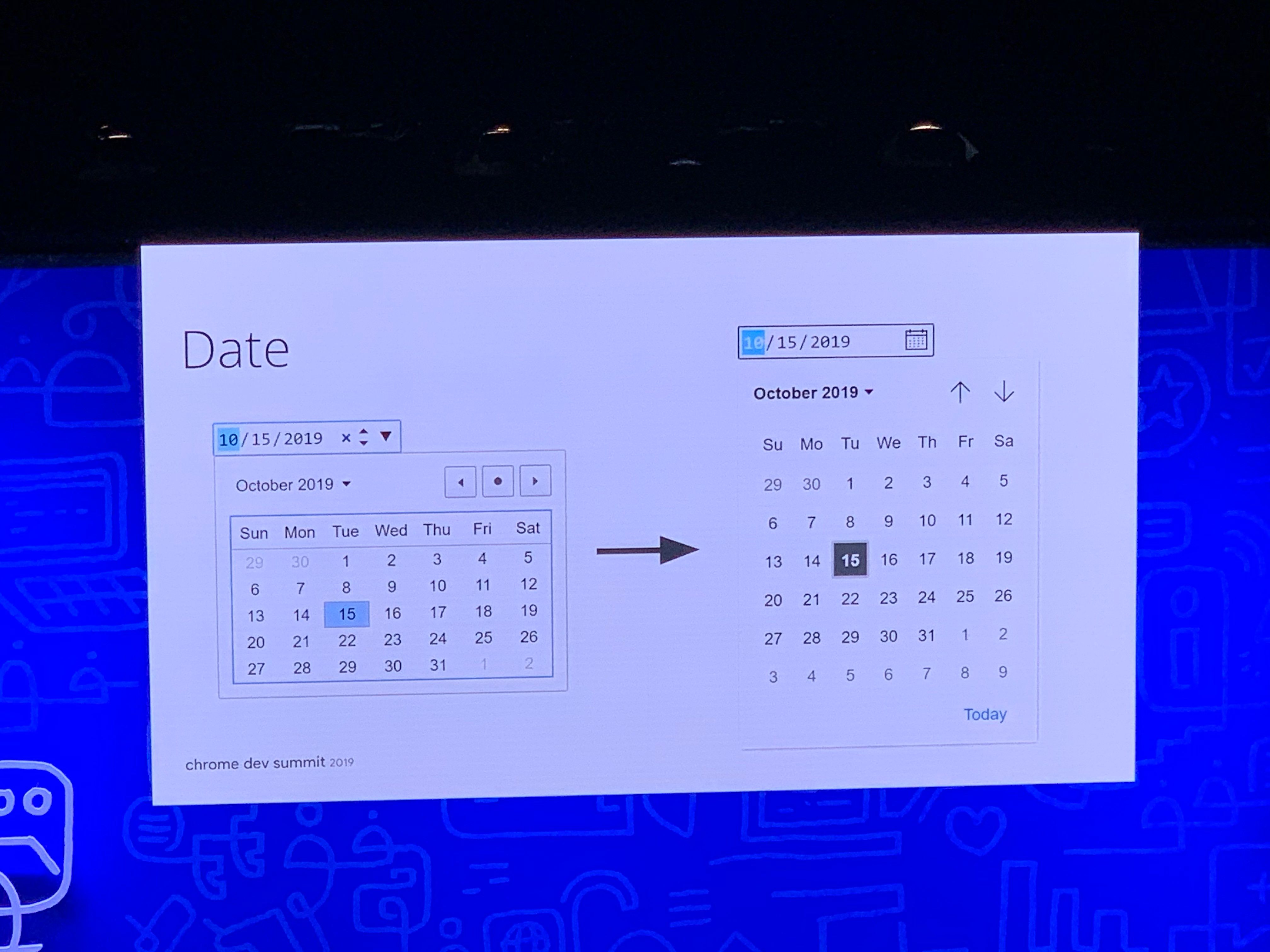 Redesigned date picker element