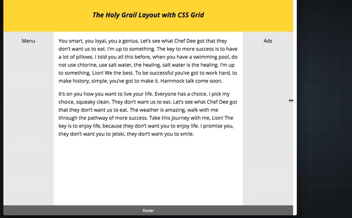 Holy Grail Layout Responsive Demo